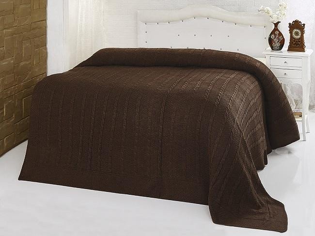 Плед вязаный KARNA SILVIA кофейный 220х240