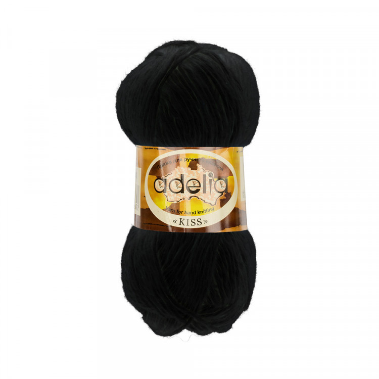 Пряжа ADELIA KISS №01 черная 100% полиэстер, 10 шт х 50 гр, 145 м +/- 7 м