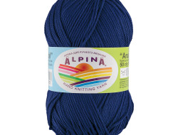 Пряжа ALPINA ANABEL №056 темно-синяя 100% мерсеризованный хлопок 10 шт х 50 гр, 120 м +/- 6 м