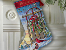 Набор для вышивания DIMENSIONS 08819 Сапожок, Рождественские сани 41 см