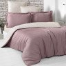 Постельное белье двухстороннее из сатина KARNA LOFT брусничное-бежевое 1,5-спальное
