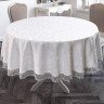 Скатерть жаккардовая с гипюром круглая KARNA KDK белая d160