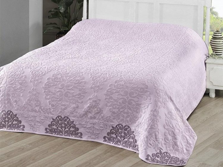 Простыня махровая жаккардовая KARNA OTTOMAN пудра 160х220