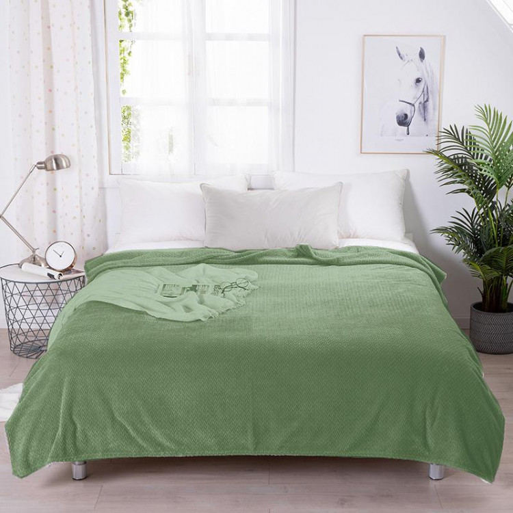 Плед однотонный из микрофибры TANGO SPIGA SP-11 зеленый 150х200