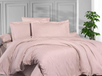 Постельное белье из страйп сатина KARVEN N162-SS-008 SOMON персиковое 50х70 (1шт), 70х70 (1шт) 1,5-спальное