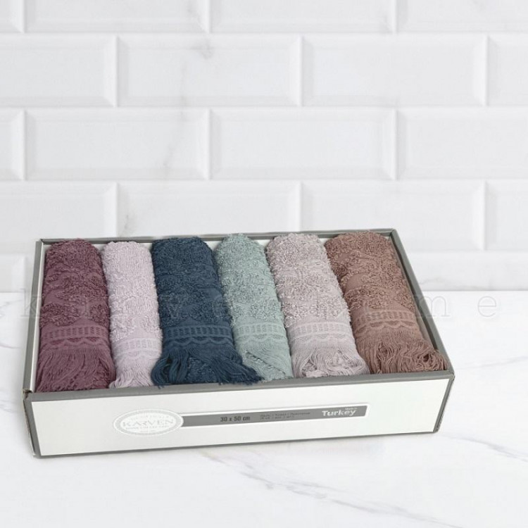 Набор кухонных полотенец махровых хлопковых KARVEN HM724 VASE 30х50 (6шт)