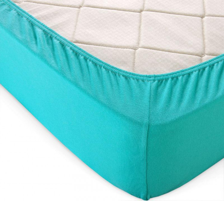 Простыня трикотажная на резинке ALLERI ПРЕМИУМ мята 160х200х20