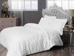 Постельное белье из LUX жаккарда TAC JAKAR BRINLEY белое евро