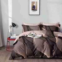 Постельное белье из сатина АЛЬВИТЕК волны коричневое семейное