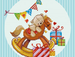 Кристальная (алмазная) мозаика ФРЕЯ ALVR-187 Мишка на лошадке