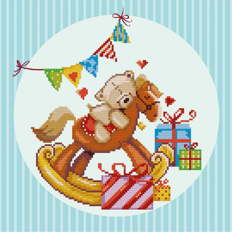 Кристальная (алмазная) мозаика ФРЕЯ ALVR-187 Мишка на лошадке