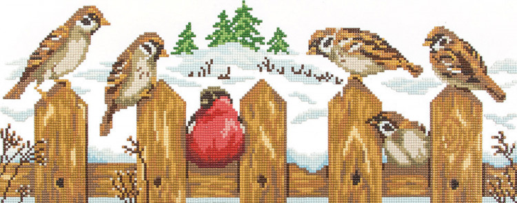 Кристальная (алмазная) мозаика ФРЕЯ ALVR-09 119 В гостях у воробьев