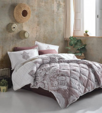 Покрывало из хлопка стеганое KARVEN Y924 AZKA V2 KAHVE 240х260 с наволочками 50х70 (2шт)