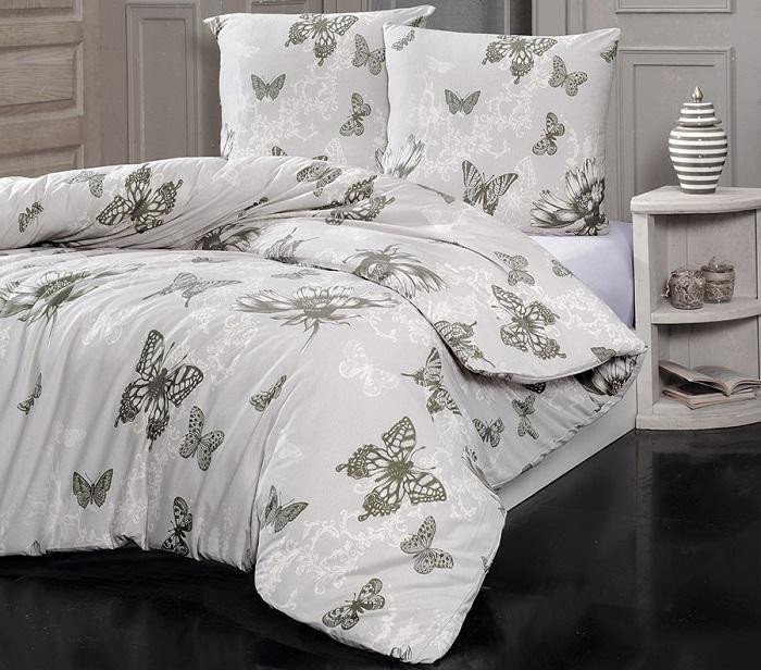 Постельное белье трикотажное с простыней на резинке KARNA BUTTERFLY евро