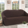 Чехол без юбки на трехместный диван из хлопка и полиэстера KARNA коричневый