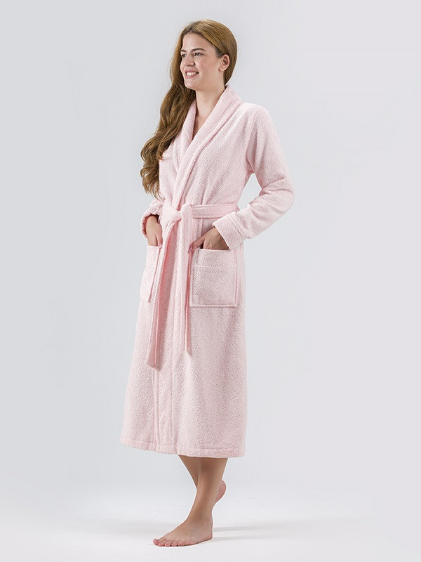 Халат женский хлопковый махровый KARNA NORA розовый M