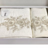 Набор полотенец махровых бамбуковых с гипюром в коробке KARVEN HS1716 FLOWERS V2 кремовый 50х90 (1шт), 70х140 (1шт)
