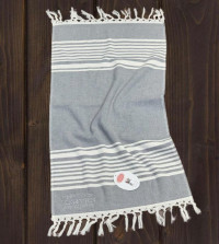 Полотенце махровое хлопковое с бахромой KARVEN H3275 ПЕШТЕМАЛЬ V2 серое 50х100