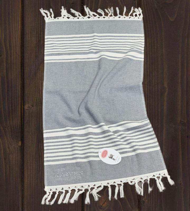 Полотенце махровое хлопковое с бахромой KARVEN H3275 ПЕШТЕМАЛЬ V2 серое 50х100