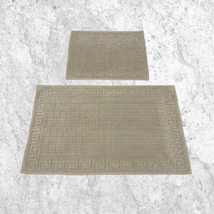 Набор ковриков для ванной хлопковый KARVEN KV419 GREK серый 50х60 (1шт), 60х100 (1шт)