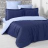 Постельное белье двухстороннее из сатина KARNA LOFT темно-синее-голубое 1,5-спальное
