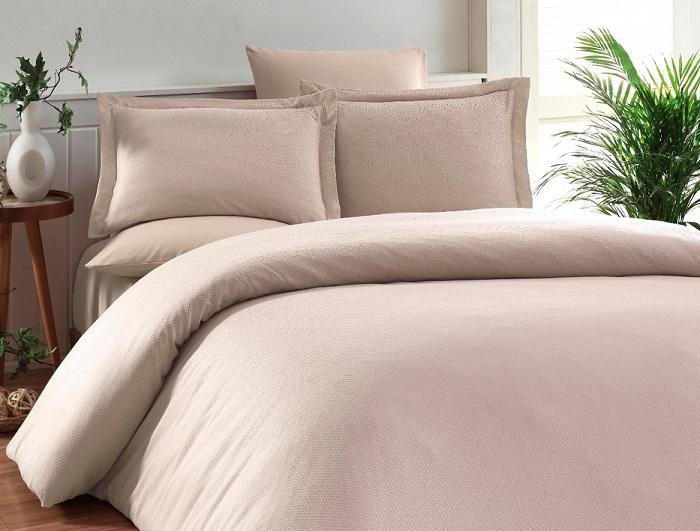 Постельное белье из бамбука с хлопком KARNA RUYA бежевое евро