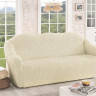 Чехол без юбки на трехместный диван из хлопка и полиэстера KARNA кремовый