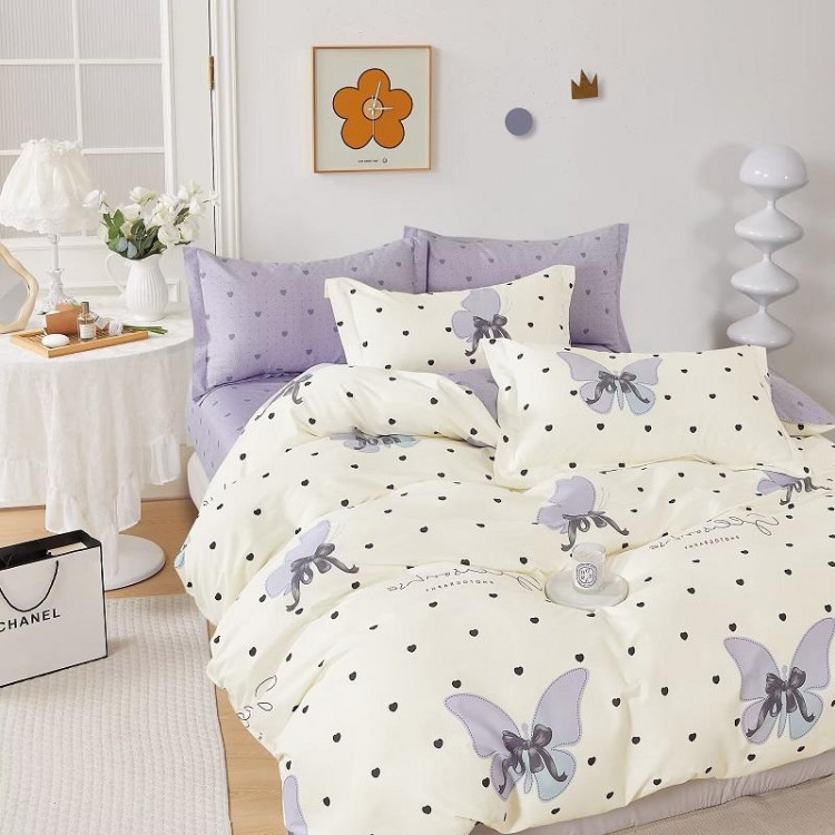 Постельное белье из твил-сатина в ПВХ TANGO бабочки и сердечки 50х70 (2шт) евро