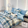 Постельное белье из сатина АЛЬВИТЕК клетка голубое семейное