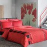 Постельное белье из сатина TAC DELUX MABEL красное семейное