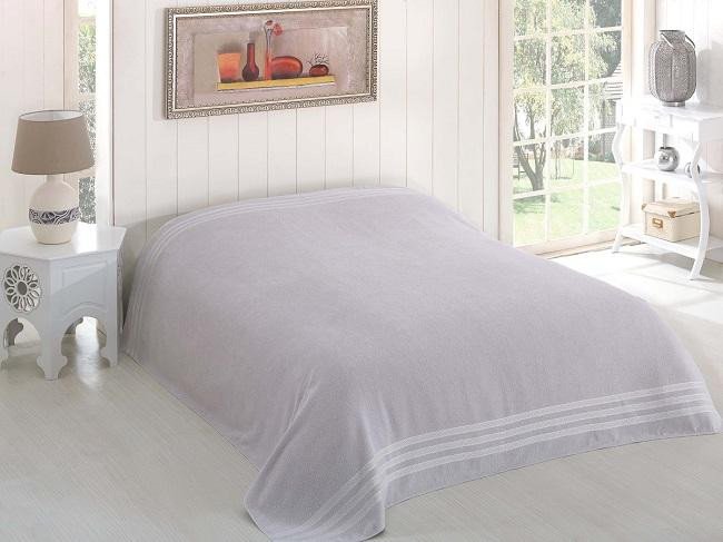 Простыня махровая KARNA PETEK серая 160х220