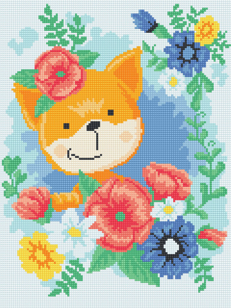 Кристальная (алмазная) мозаика ФРЕЯ ALVK-89 Лисенок в цветах