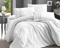 Постельное белье из сатина де люкс KARVEN N044 STRIPE STYLE WHITE 50х70 (2шт), 70х70 (2шт) евро