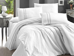 Постельное белье из сатина де люкс KARVEN N044 STRIPE STYLE WHITE 50х70 (2шт), 70х70 (2шт) евро