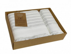 Набор полотенец махровых хлопковых KARVEN HS1721 ORENDO кремовый 50х90 (1шт), 70х140 (1шт)