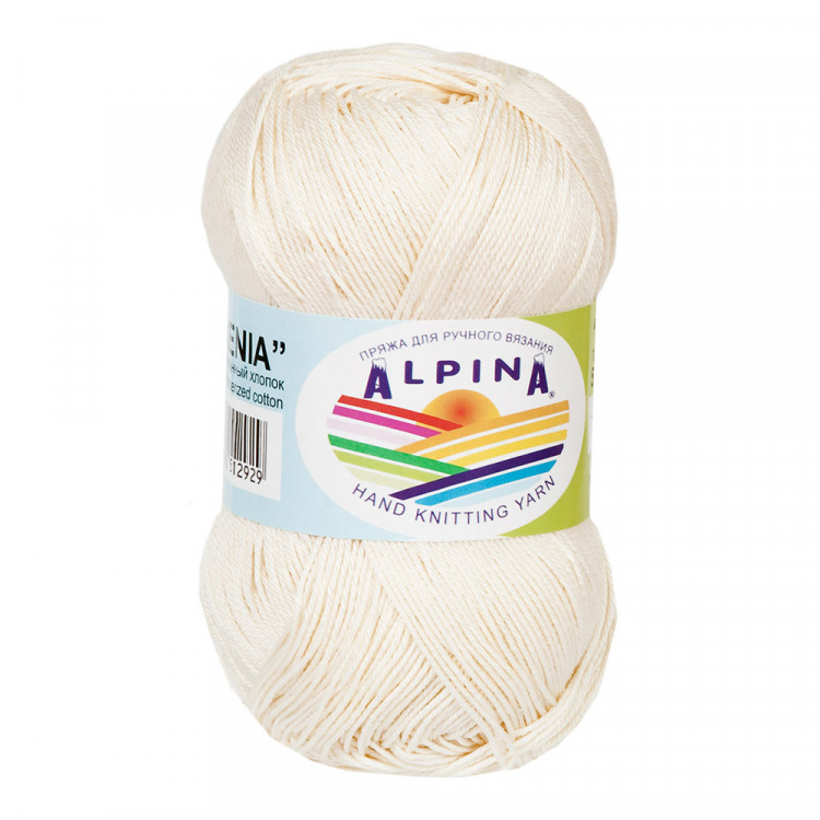 Пряжа ALPINA XENIA №037 молочная 100% мерсеризованный хлопок 10 шт х 50 гр, 240 м +/- 10 м