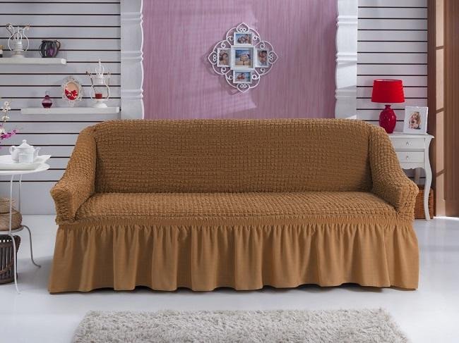 Чехол на двухместный диван BULSAN горчичный