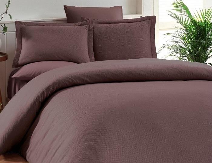 Постельное белье из бамбука с хлопком KARNA RUYA коричневое евро