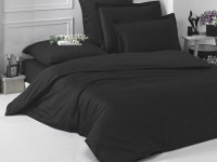 Постельное белье однотонное из сатина KARNA LOFT черное евро