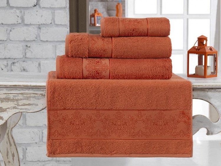 Полотенце бамбуковое KARNA PANDORA кирпичное 90х150