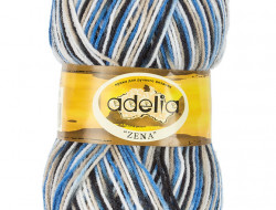 Пряжа ADELIA ZENA №76 белая-голубая-серо-голубая 100% акрил, 5 шт х 100 гр, 308 м +/- 10 м
