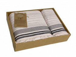 Набор полотенец махровых хлопковых KARVEN HS1722 LIDYA кремовый 50х90 (1шт), 70х140 (1шт)