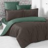 Постельное белье двухстороннее из сатина KARNA LOFT шоколадное-зеленое 1,5-спальное