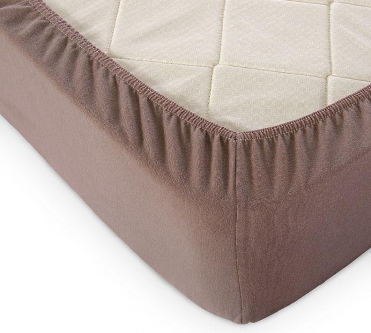 Простыня трикотажная на резинке ALLERI ПРЕМИУМ мокко 200х200х20