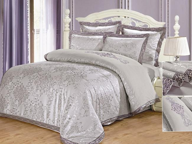 Постельное белье жаккардовое с вышивкой SILK PLACE 095-7-1521 семейное 50х70 (2шт), 70х70 (2шт)