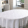 Скатерть жаккардовая с гипюром овальная KARNA KDK белая 160x280